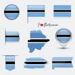 Botswana flag - flat collection. Flags of different shaped flat icons. Vector illustration