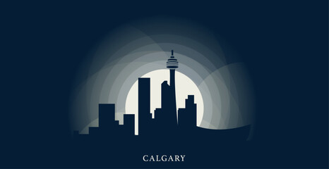 canada calgary cityscape skyline capital city panorama vector flat modern banner, header, booklet. c