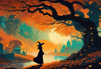 illustration of a halloween background