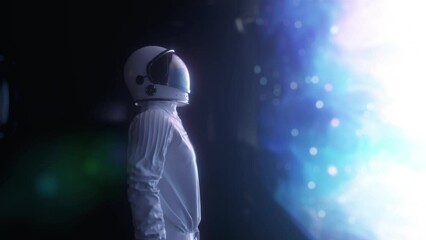 Wall Mural - alone astronaut in futuristic spaceship room