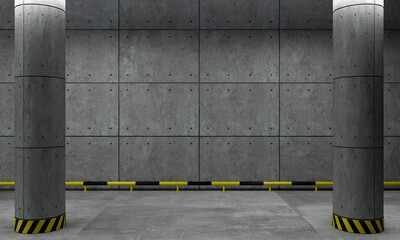 Wall Mural - Underground parking concrete wall background