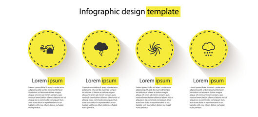 Canvas Print - Set Tornado swirl, Storm, and Cloud with snow and rain. Business infographic template. Vector