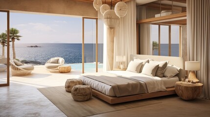 Wall Mural - Luxurious resort interior bedroom. Generative AI