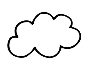Cloud hand painted with brush. Doodle cloud icon. Png clipart isolated on transparent background