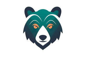 Sticker - flat vector logo of bear head minimal graphic