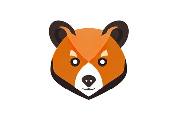 Sticker - flat vector logo of bear head minimal graphic