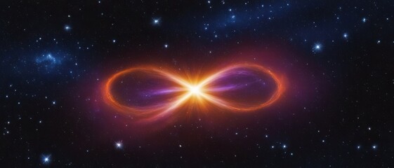 Wall Mural - an intense pulsar sending energy beams through a star-studded galaxy. energy in the form of an infin