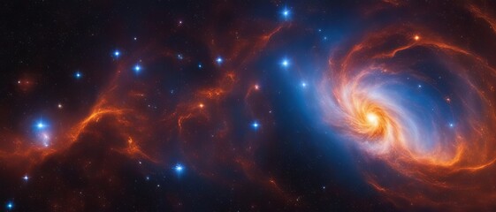 Wall Mural - magnetic storms and massive star eruptions, intense magnetic activity. universe with stars and nebul