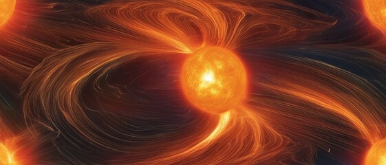 Wall Mural - a dynamic eruption of energy on the surface of the sun during a solar flare. threads of energy are s