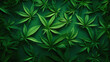 Grüne Cannabisblätter auf grünem Hintergrund - PC Hintergrund - KI generiert
