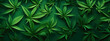 Grüne Cannabisblätter auf grünem Hintergrund