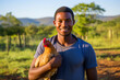 © Andrii  - A Grinning Farmer and His Feathered Friend
