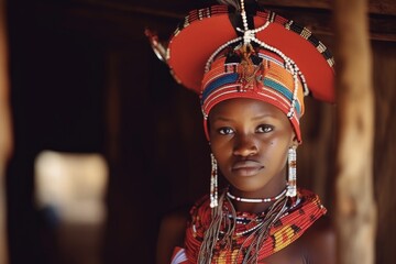 Wall Mural - shot of a woman in traditional kenyan attire