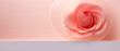Różowe tło z różą - pastelowe kolory. Okrąg z kwiatem 3d. Miejsce na prezentację produktu