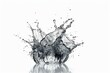 Water splash by itself on a white background. Generative AI