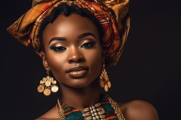 Wall Mural - cropped shot of a young woman wearing traditional african dress