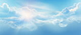 Fototapeta Na sufit - Błękitne tło - niebo z delikatnymi chmurami i obłokami - tron Boży, rajska światłość. Miejsce przebywania aniołów.