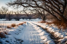 Image Of A Snowy Countryside In Texas  