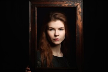 Wall Mural - an isolated shot of a young woman in the frame