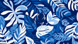 © Dominik - a tropical blue pattern with white leaves
