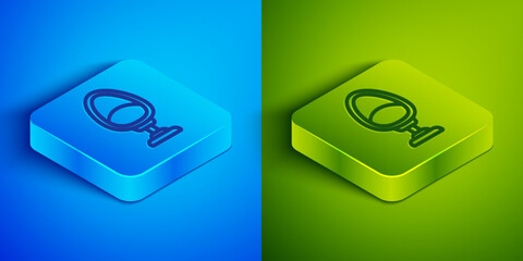 Wall Mural - Isometric line Armchair icon isolated on blue and green background. Square button. Vector