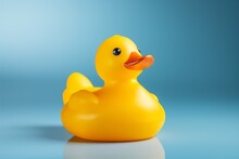 Cute Little Yellow Rubber Duck. Fun Toy For Baby Bath.