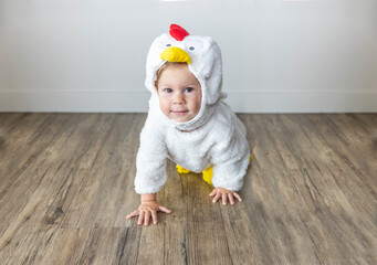 Baby in chicken costume