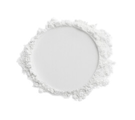 Wall Mural - Rice loose face powder isolated on white, top view. Makeup product