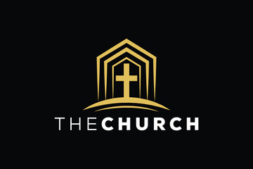 Wall Mural - Trendy Professional and minimal church sign Christian and peaceful vector logo design