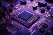Close-up of a purple electronic circuit board. Generative AI
