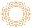 Golden filigree circle. Decorative round vintage frame
