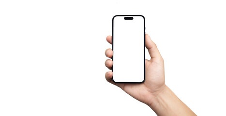 cell phone in hand with transparent background png - easy modification