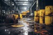 Barrels with dangerous chemicals kept in an industrial zone. Generative AI