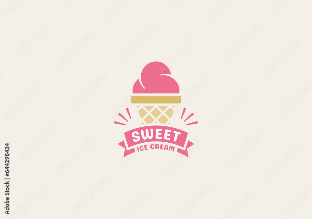 Logo Sweet Ice Cream, Logo Ice Cream, fun, fresh and friendly, editable color