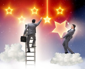 Wall Mural - Businessman reaching out for stars