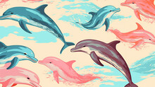 Dolphins Pattern In Cartoon Style
