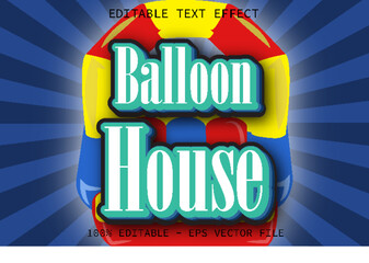 Canvas Print - Balloon House Editable Text Effect Cartoon Style