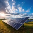 © Vilaysack - solar panels on blue sky background, view on solar power plant panel