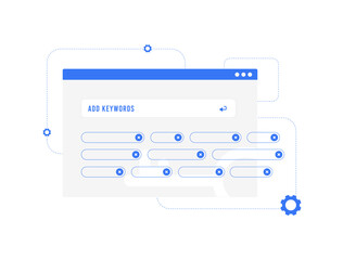 Wall Mural - optimizing seo with keyword research tool concept. selecting high, mid and low-frequency keywords fo
