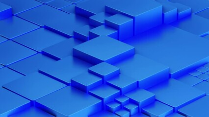 Wall Mural - cube geometric background , wave animation , blue coloured, simplify minimal, 4k resolution