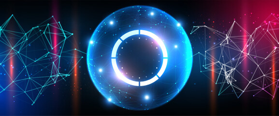 Wall Mural - abstract 3d wireframe sci-fi sphere futuristic technology with particles and lines. technology netwo