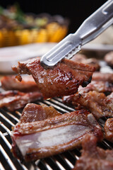 Wall Mural - grilled meat on the grill