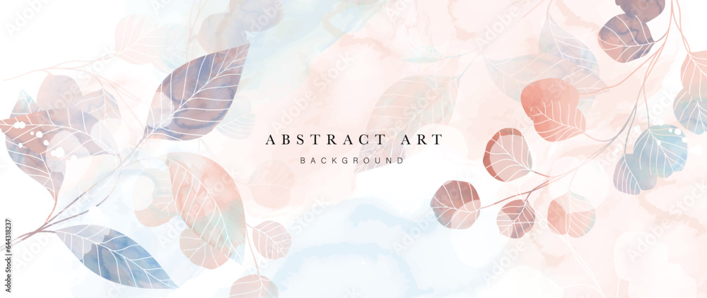 Abstract foliage art background vector. Botanical watercolor hand drawn ...