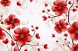 White background with red spring floral pattern. Generative AI