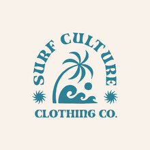 Vintage Surf Logo Design Template For Surf Club Surf Shop Surf Merch
