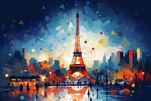 Abstract Paris Illustration Art Colorful Background