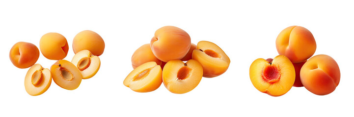 Wall Mural - Fresh apricot slices on a transparent background Space for text or design