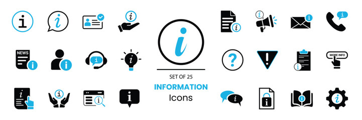 Wall Mural - information icon set. info, support, buy now, personal info, identity, chat, warning