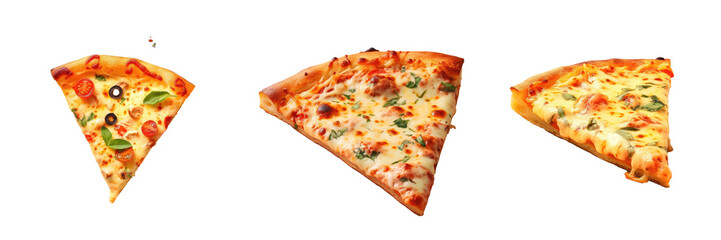 Canvas Print - Slice of vegetarian cheese pizza on a transparent background