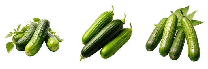 Canvas Print - Cucumbers isolated on transparent background